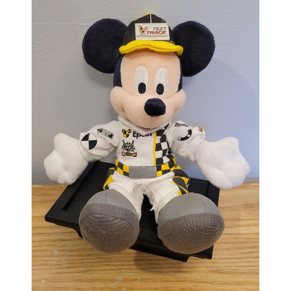 Vintage 1999 Disney Parks EPCOT Test Track Mickey Mouse Beanie Plush 11" Tag
